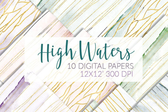 Airy Watercolor Papers Marble Gold Textures