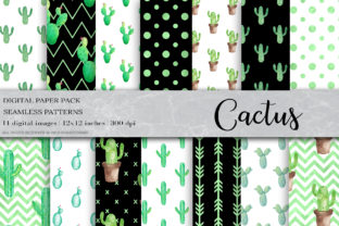 Watercolor Cactus Digital Papers & Patterns