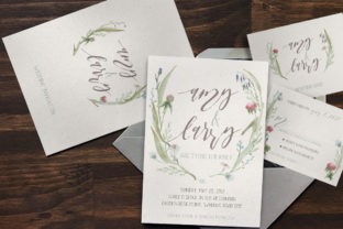 Watercolor Flower Wedding Invitation Suite Print Templates