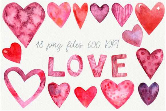 Watercolor Heart Clip Art & Decorative Elements