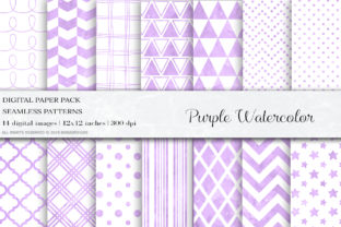 Watercolor Purple Digital Paper Patterns
