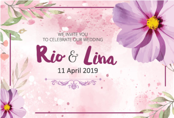 Wedding Watercolor Invitation Template for Crafts